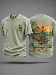 Men's I'm Retired It's 5 O'clock Everywhere Parrot Print Casual Tee
