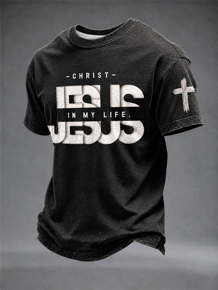 Men's “Jesus In My Life”Christian Faith Printed Casual T-Shirt