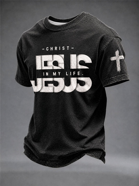 Men's “Jesus In My Life”Christian Faith Printed Casual T-Shirt