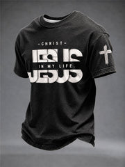 Men's “Jesus In My Life”Christian Faith Printed Casual T-Shirt
