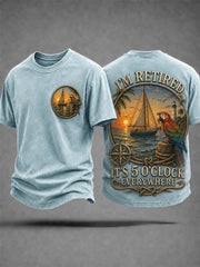 Men's I'm Retired It's 5 O'clock Everywhere Parrot Print Casual Tee