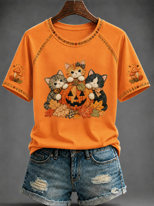 Women's Autumn Halloween Printed T-shirt