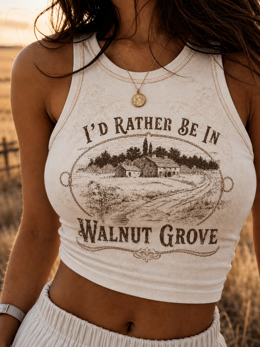 Women's I'd Rather Be In Walnut Grove Printed Casual Vest