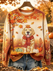 Women's Cute Fall Labrador Print Gradient Comfy Sweatshirt