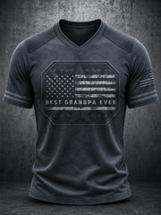 Men's Best Grandpa Ever Printed V-neck T-shirt
