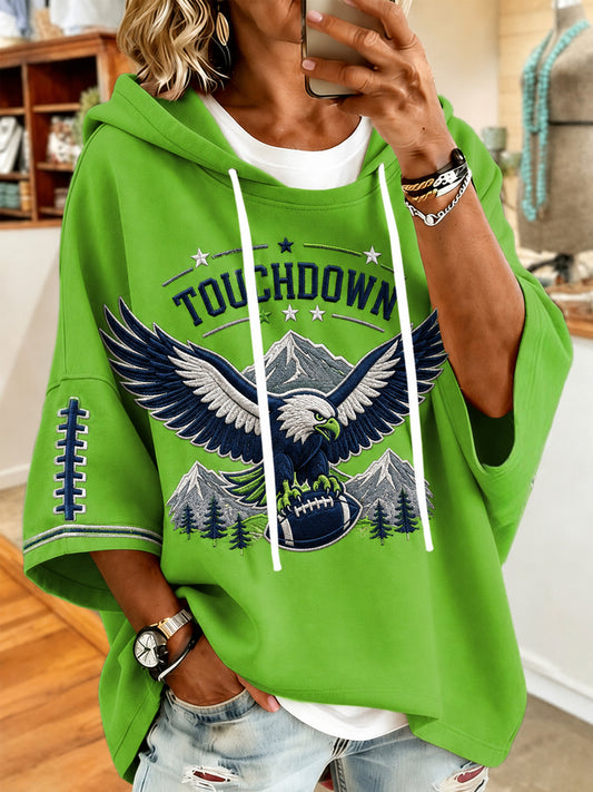 Women's Football Gameday Gift For Football Fans Casual Short-Sleeve Hoodie