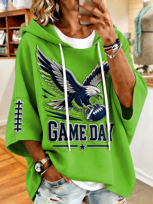 Women's Football Gameday Gift For Football Fans Casual Short-Sleeve Hoodie