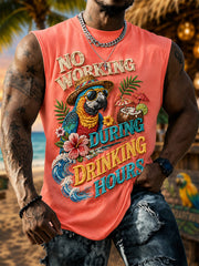 Men's No Working During Drinking Hours Print Casual Vest