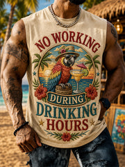 Men's No Working During Drinking Hours Print Casual Vest