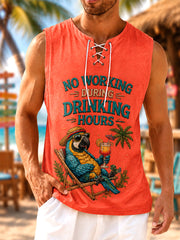 Men's No Working During Drinking Hours Print Casual Vest