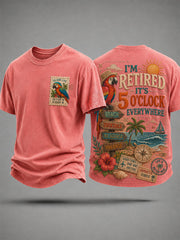 Men's I'm Retired It's 5 O'clock Everywhere Parrot Print Casual Tee