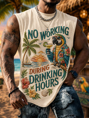 Men's No Working During Drinking Hours Print Casual Vest