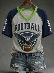 Women's Football Gameday Gift For Football Fans Casual V-Neck Tee