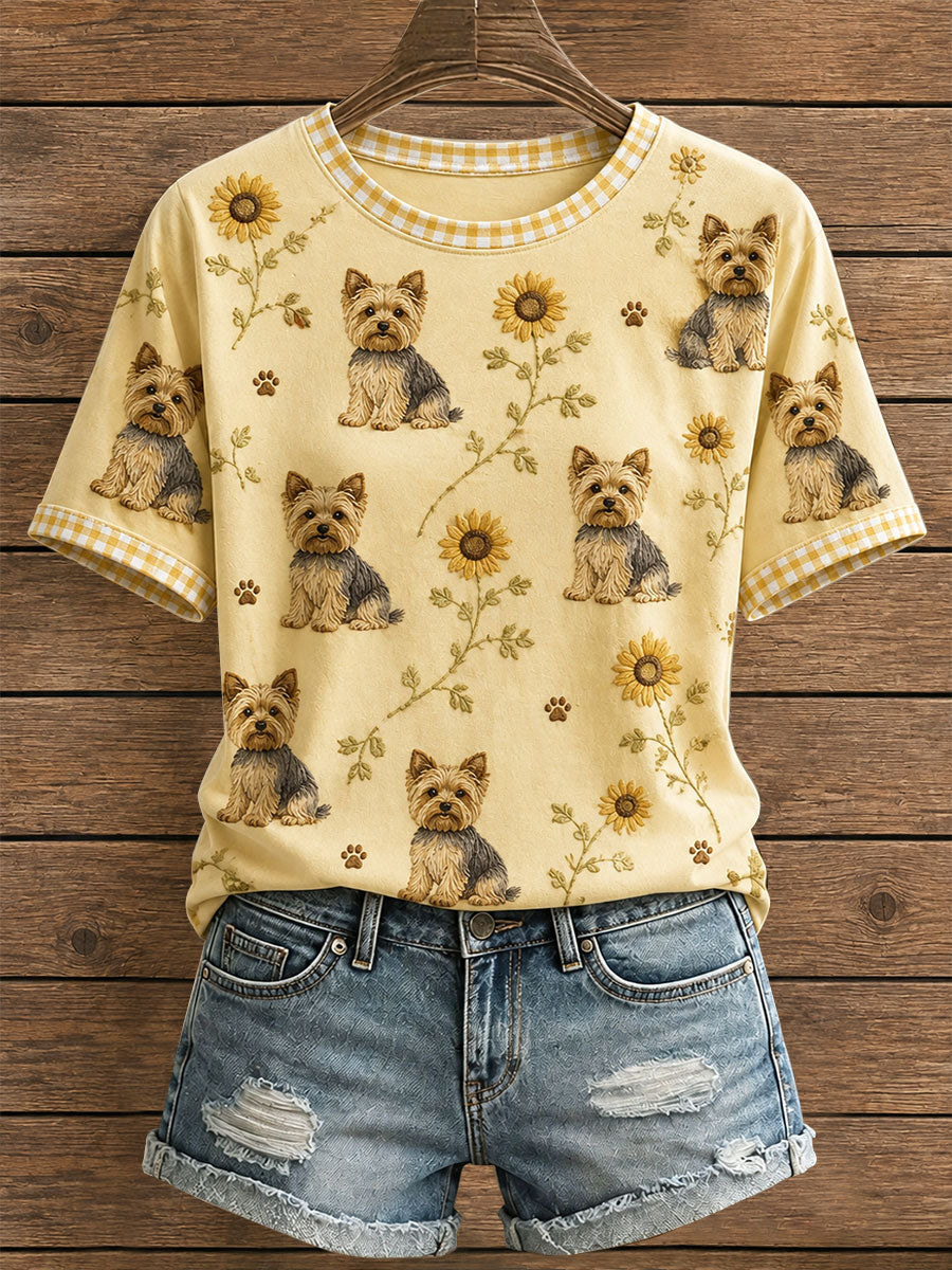 Women's Floral Yorkie T-Shirt