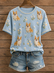 Women's Floral Corgi T-Shirt