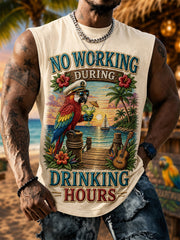 Men's No Working During Drinking Hours Print Casual Vest