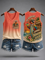 Women's No Working During Drinking Hours Print Casual Vest