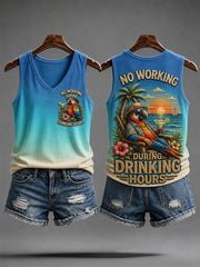 Women's No Working During Drinking Hours Print Casual Vest