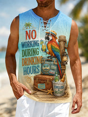 Men's No Working During Drinking Hours Print Casual Vest