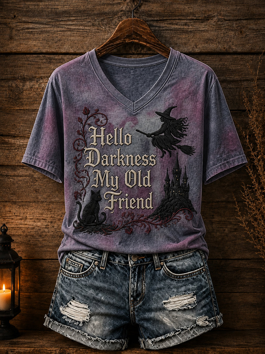 Women’s Hello Darkness My Old Friend Halloween Print T-shirt