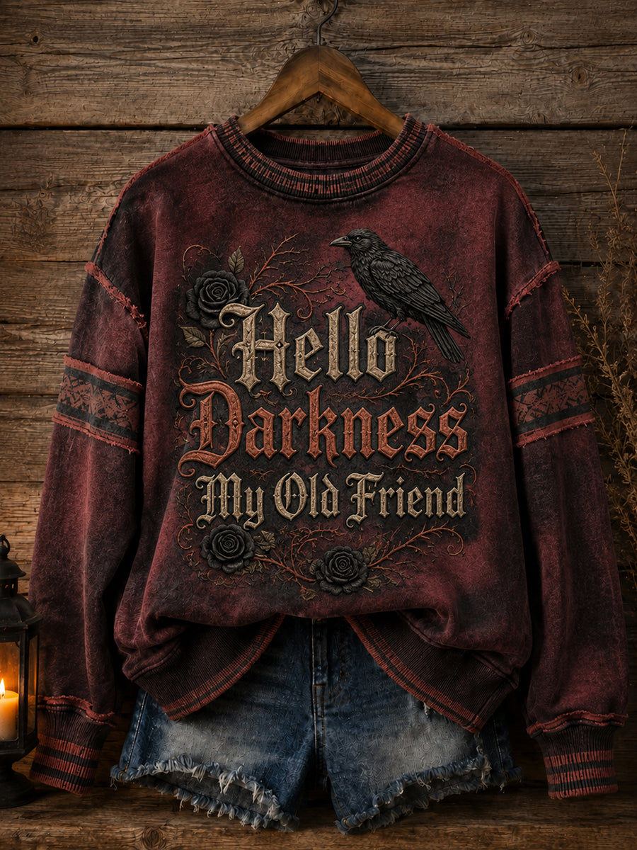 Women’s Hello Darkness My Old Friend Halloween Print Sweatshirt