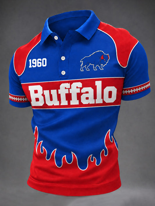 Men's Football Lover Buffalo Print Polo