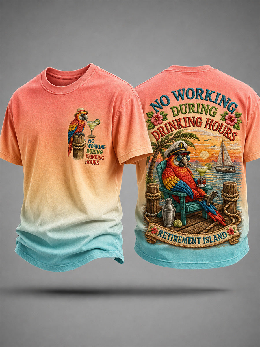 Men's No Working During Drinking Hours Print Casual Tee