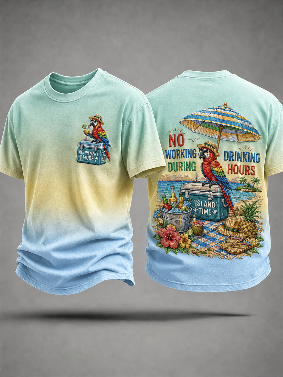 Men's No Working During Drinking Hours Print Casual Tee