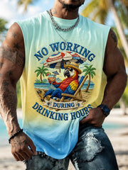 Men's No Working During Drinking Hours Print Casual Vest