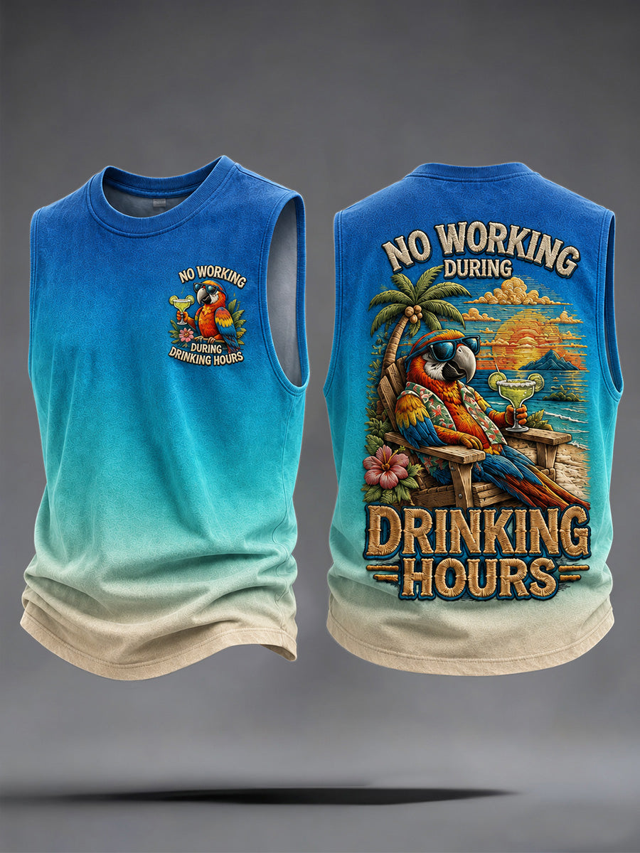 Men's No Working During Drinking Hours Print Casual Vest
