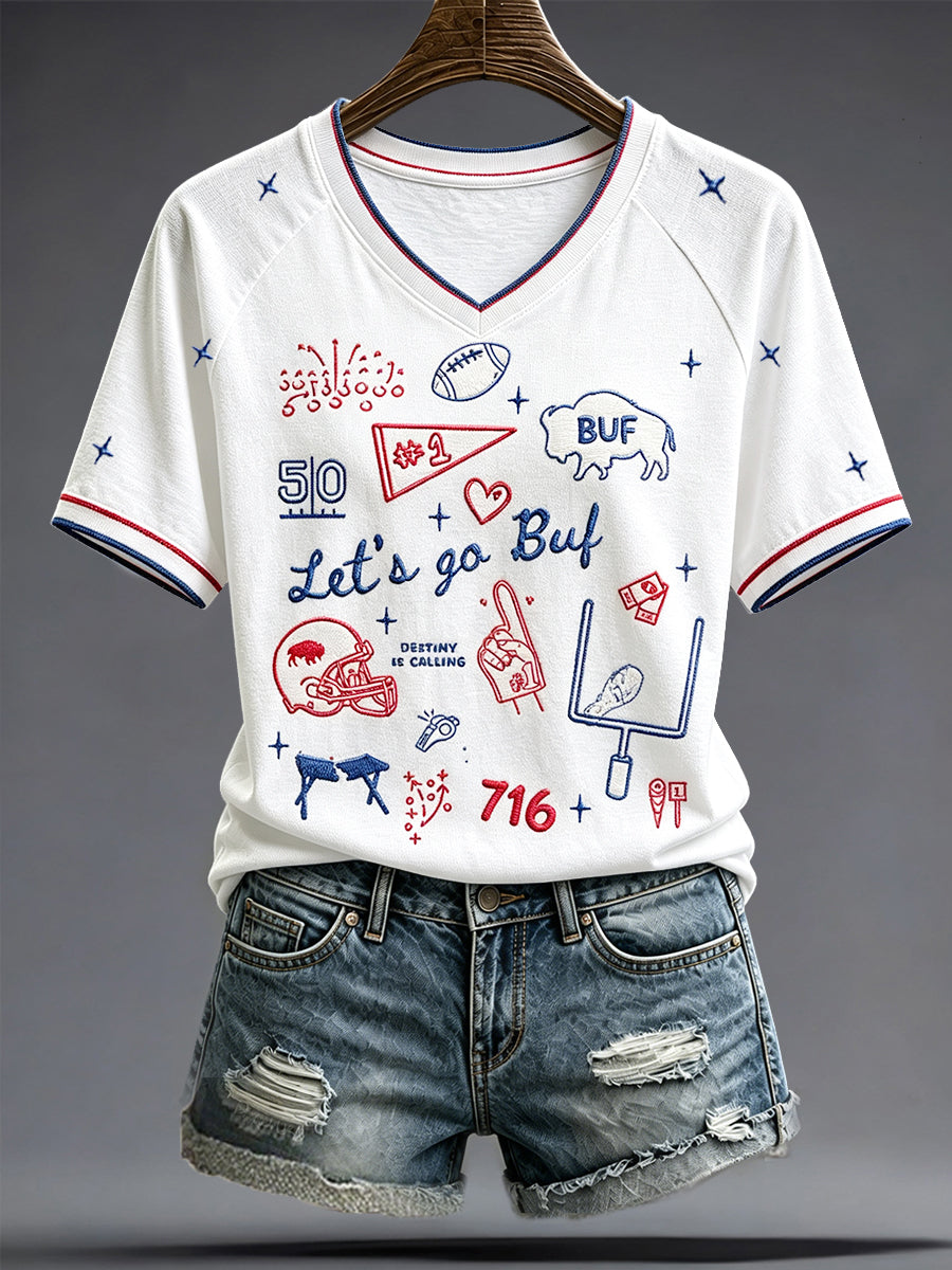 Women's Football Lover Bulls BUF Art Printed T-shirt
