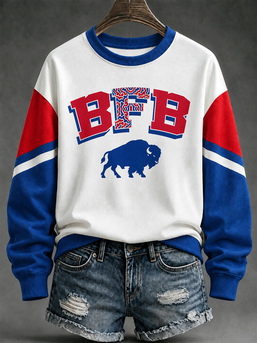 Women's Football Lover Buffalo Print Sweatshirt