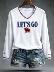Women's Football Lover Bulls BUF Art Printed V-Neck T-Shirt