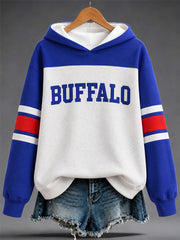Women's Football Lover Buffalo Print Casual Hoodie
