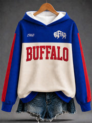 Women's Football Lover Buffalo Print Casual Hoodie