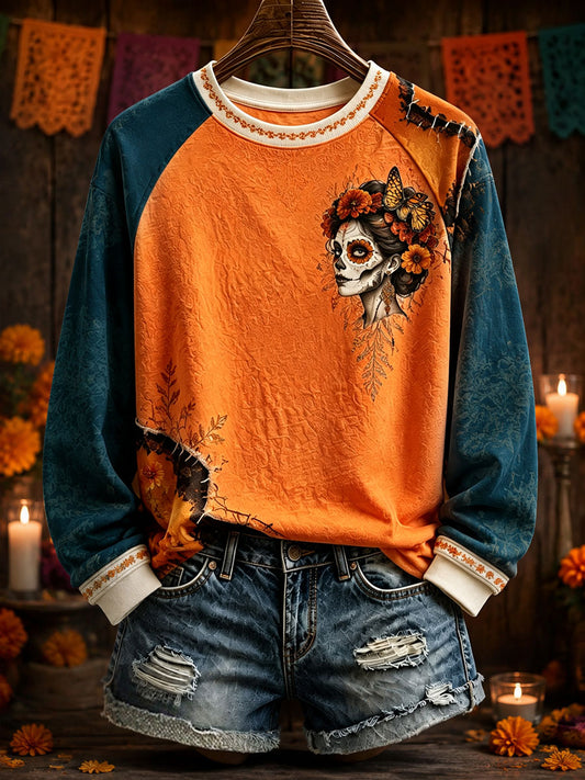 Women's Mexico Day of The Dead Art Printed Sweatshirt