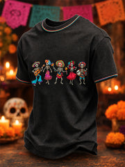 Men's Day Of The Dead Skull Print Casual Tee
