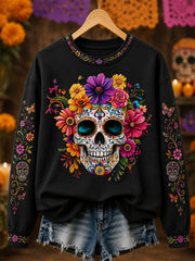 Women's Day Of The Dead Skull Print Casual Sweatshirt