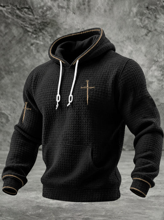 Men's Christian Need Prayer Tap My Shoulder Checkered Cotton Hoodie