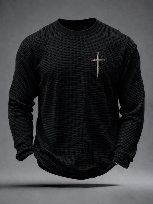 Men's Christian Need Prayer Tap My Shoulder  Waffle Long Sleeve T-Shirt