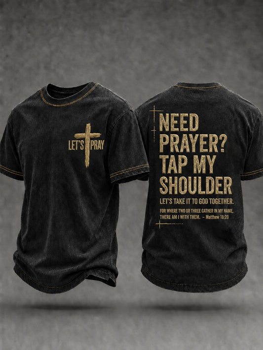 Men's Christian Need Prayer Tap My Shoulder Short Sleeve T-shirt