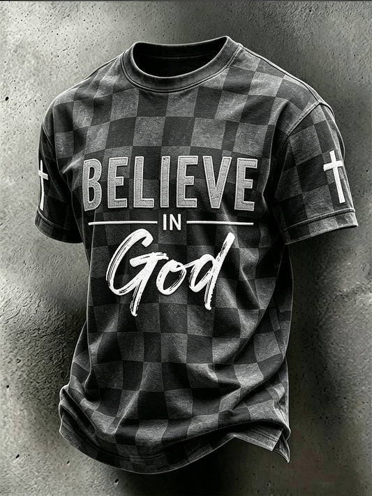 Men's faith theme pattern printed casual short-sleeve T-shirt