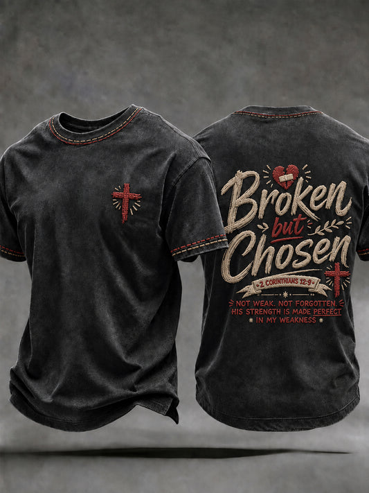 Men's Christian Broken But Chosen  Cross Short Sleeve T-shirt
