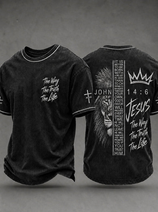 Men's Christian Jesus The Way The Truth And The Life Lion JOHN 14:6 Short Sleeve T-shirt