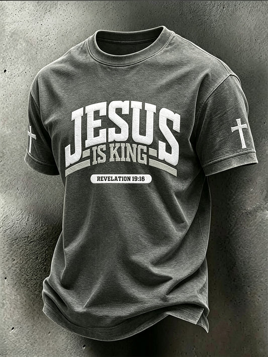 Men's faith theme pattern printed casual short-sleeve T-shirt