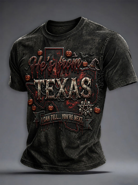 Men's Texas Halloween Printed T-shirt