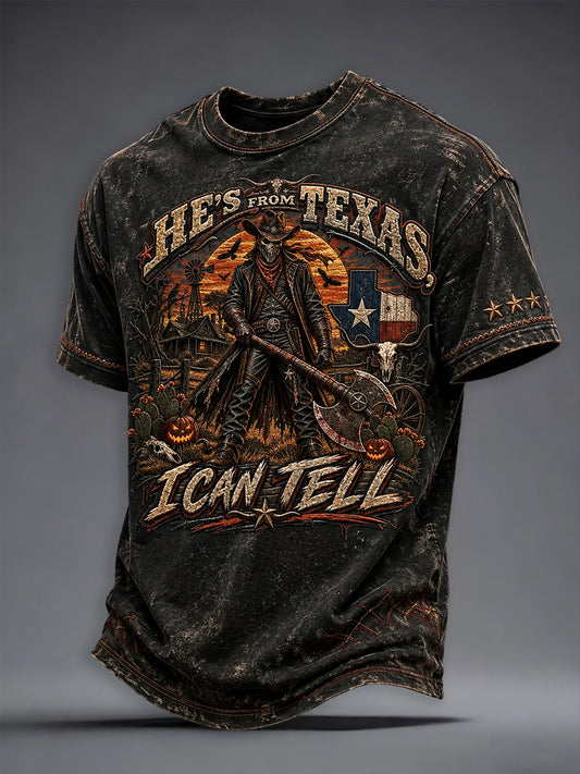 Men's Texas Halloween Printed T-shirt