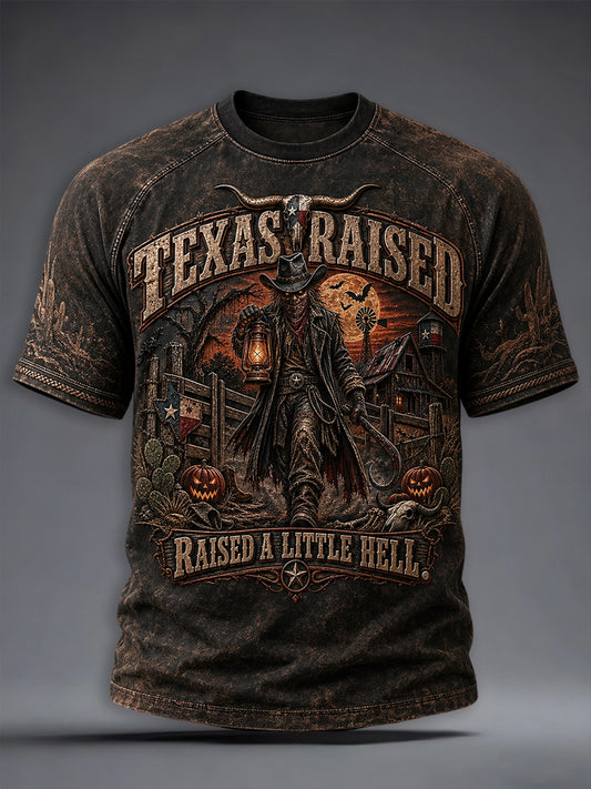 Men's Texas Halloween Print Short Sleeve T-shirt