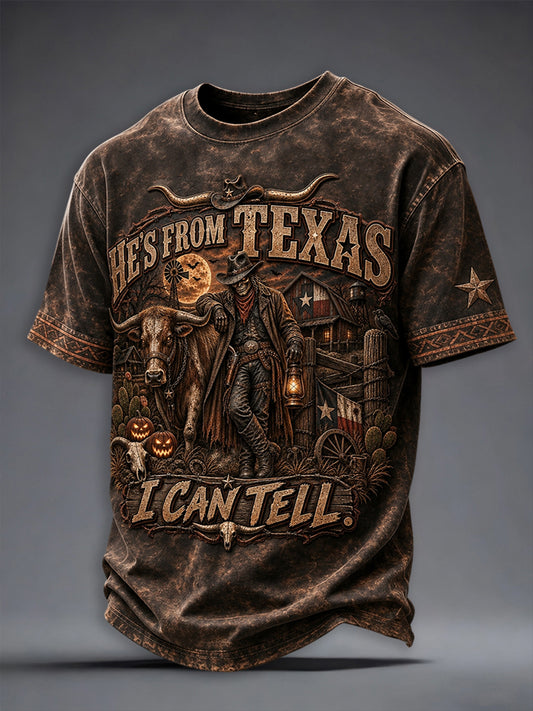 Men's Texas Halloween Printed T-shirt