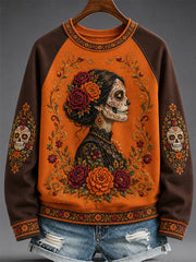Women's Mexico Day of The Dead Art Print Casual Sweatshirt